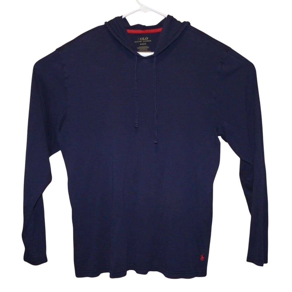 Polo Ralph Lauren Lightweight Hoodie Mens Medium Blue Pima Cotton Shirt Pony‎